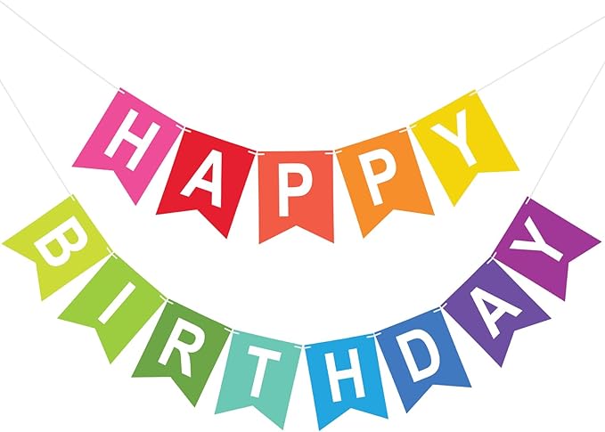 Happy Birthday Banner Birthday Party Banner NO DIY Happy Birthday Sign Pre-Strung Birthday Hanging Decoration for Women Girl Men Boy Party Supplies (Multicolor)