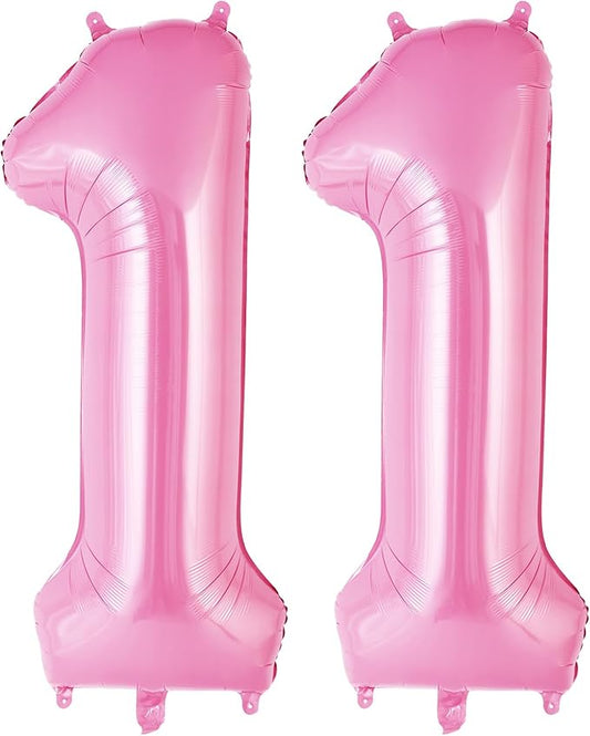Pink Number 11 Balloons, Big Large Foil Number Balloons, Jumbo Giant Mylar Balloons for Birthday Party Decorations Supplies Anniversary (Number 11)