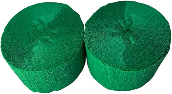 Green and White Crepe Paper Streamers (2 Rolls Each Color) MADE IN USA!