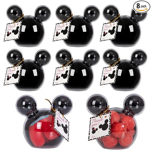fozi cozi, 8 Pack Cartoon Mouse Party Favors for Kids 4-8 - Mouse Birthday Party Supplies, Candy Box Bags, Ice Cream Containers Bowls, Black