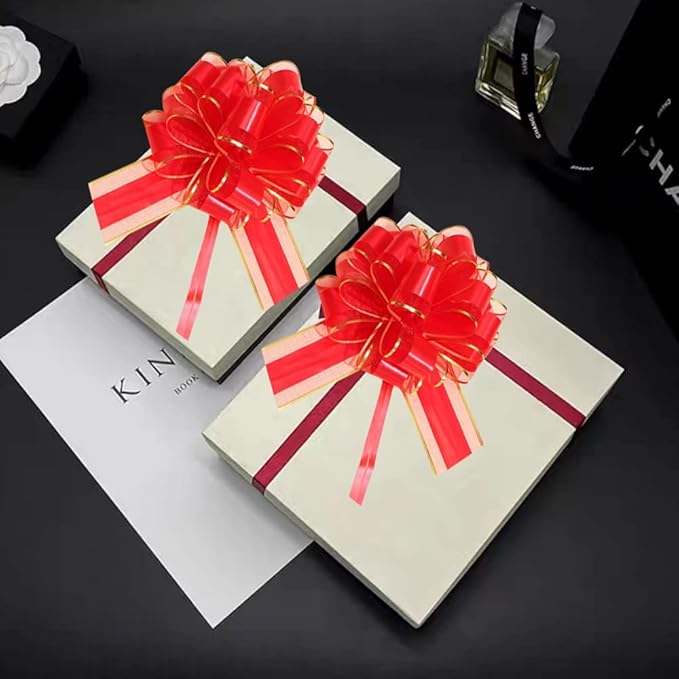 6PCS Pull Bows for Gift Wrapping,Red Pull Bows,for Gift Basket,Gift Bag Box Packaging Decoration, Christmas,Valentine's Day,Birthday,Anniversary,Wedding,Flower Shop Packaging (red)