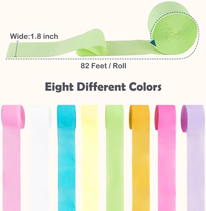 Pastel Birthday Party Decorations Pastel Crepe Paper Streamers 8 Rolls Pastel Color Party Streamers for Birthday Party Wedding Decorations