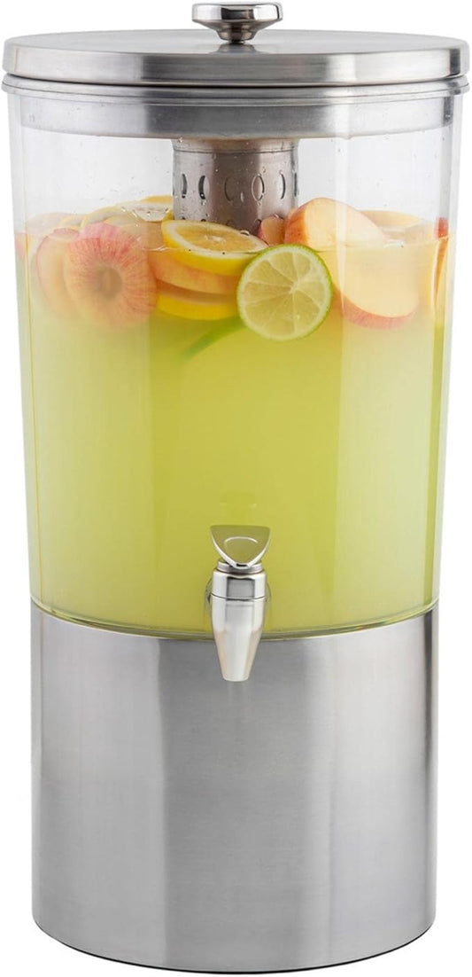 TableCraft 10450 Upscale Beverage Dispenser, 2-1/2" gallon, stainless steel with nickel plated ABS faucet, Tritan reservoir, stainless steel base, 1 each