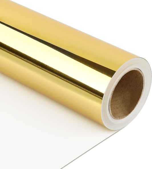 NESCCI Golden Metallic Wrapping Paper, Solid Color Paper,Gift Wrapping Paper,Perfect for Wedding,Valentine's Day,Birthday, Christmas,Baby Shower,DIY Bouquet (17 Inches X 32.8 Feet)