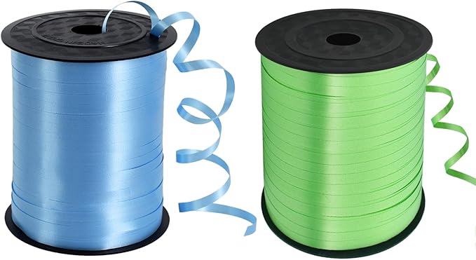 TONIFUL 500 Yards Curling Ribbon-Balloon Ribbon-Balloon String for Art&Craft Decor,Gift Wrapping,Ribbons and Bows for Christmas New Year Birthday Gifts Graduation Supplies (Light Blue and Light Green)