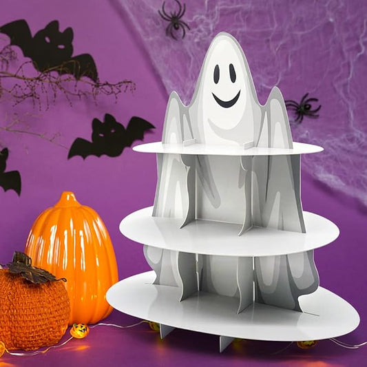 3-Tier Halloween Cupcake Stand Tower Halloween Castle Cake Stand Halloween Round Cardboard Dessert Tower Dessert Tree Tower for Halloween Party Supplies Dessert Serving Tray for Halloween Decorations