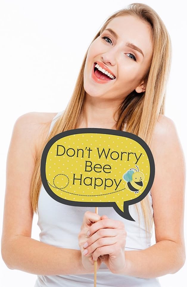 Big Dot of Happiness Funny Honey Bee - Baby Shower or Birthday Party Photo Booth Props Kit - 10 Piece