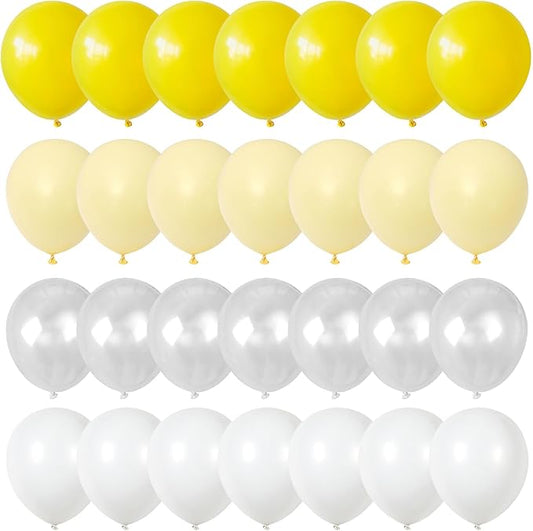 Yellow White Latex Balloons 35 Pcs