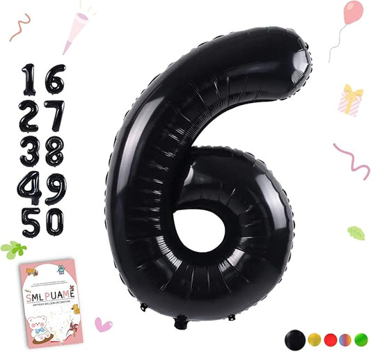 40 inch Number Balloon 0-9 Black Large Number 6 Balloons,Digital Balloons for Birthday Party Celebration Decorations Supplies, Helium Foil Number Balloons for Wedding Anniversary