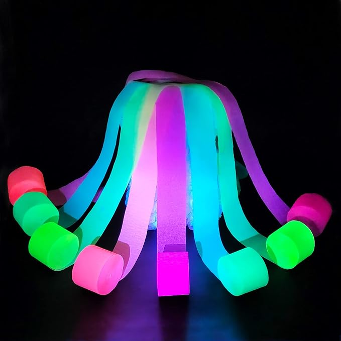 8 Rolls in 4 Colors Neon Party Streamers, 8 Pieces 82 feet Crepe Paper Streamets Stremmer Aqua Party Decorations, Party Supplies for Bachelorette Wedding Birthday Baby Shower Graduation Bridal Shower
