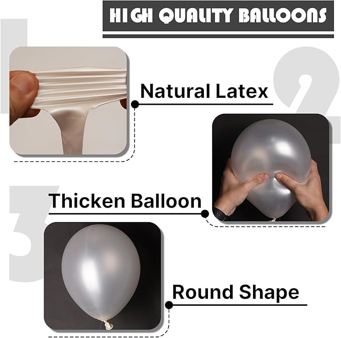 PartyWoo Pearl White Balloons 155pcs Different Sizes Pack of 18 12 10 5 Inch Metallic White Latex Balloon Arch Kit Garland for Wedding Graduation Baby Shower Birthday Party Decorations White-Z30