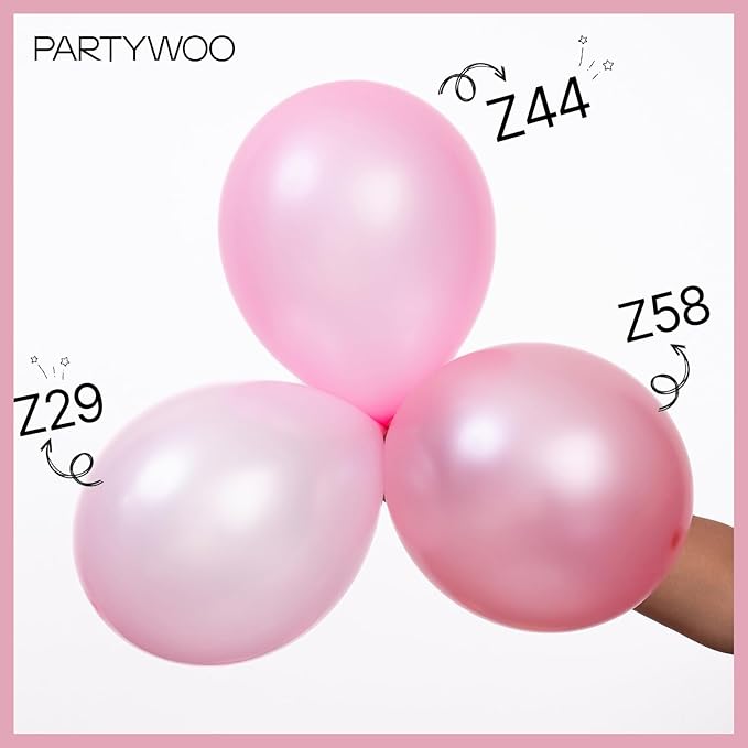 PartyWoo Pearl Pink Balloons 140pcs Different Sizes of 18 12 10 5 Inch Light Pastel Baby Pink Balloon Arch Kit Garland for Girl Baby Shower Princess Gender Reveal Birthday Party Decorations Pink-Z44