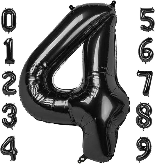 40 Inch Large Numbers Balloon, 4 Black Ballon for 4th 14 40 44 Birthday Party, Balloon 4 Number for Graduations Wedding Supplies