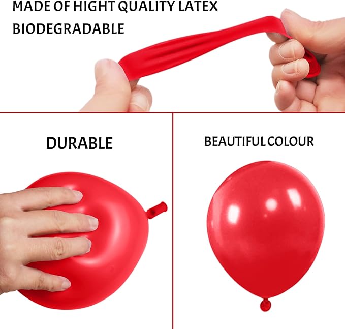 Red Balloons 110Pcs 5 Inch Small Latex Party Balloons, Mini Thick Birthday Balloons for Wedding Baby Shower Decorations.