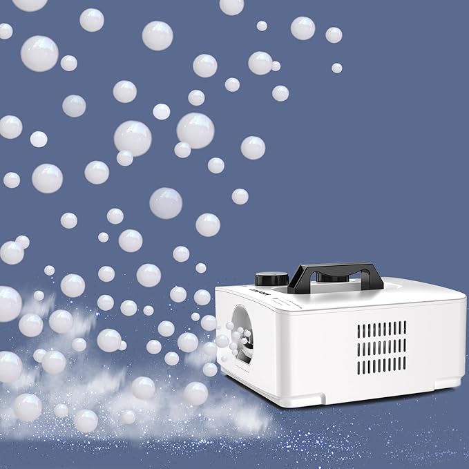 Wisdomlit Fog Bubble Machine, 2-in-1 Smoke Bubble Blower, 400W No-Spill Smoke Bubble Maker, 8000+ Colorful Bubbles | Fog Bubbles for Indoor Outdoor Birthday Halloween Party (White)