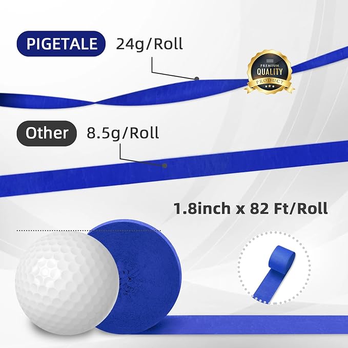 PIGETALE Crepe Paper Streamers 8 Rolls 656ft, Pack of Blue, Pastel Blue, Royal Blue, White Party Streamers, Crepe Paper for Birthday Party Wedding Baby Bridal Shower Decorations (1.8 Inch x 82Ft/Roll)
