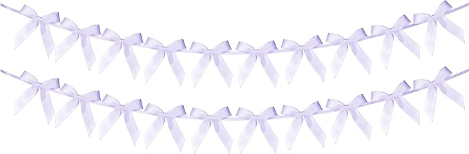 2pcs Lilac Bow Garland Banner - 8.3 Feet Coquette Ribbon Bow Decorations for Baby Shower, Birthday Party, Bridal Shower Decor (Purple)