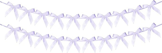 2pcs Lilac Bow Garland Banner - 8.3 Feet Coquette Ribbon Bow Decorations for Baby Shower, Birthday Party, Bridal Shower Decor (Purple)