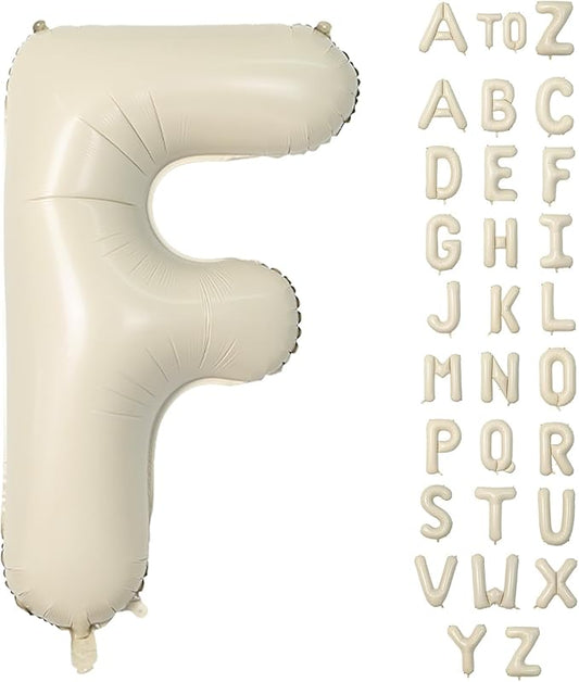 Biapian 40 Inch Letter F Balloons, Giant Cream F Foil Balloon, Big Single Alphabet A-Z Balloons, Beige Large Aluminum F Balloons Helium for Birthday, Baby Shower, Wedding, Anniversary Party Decoration