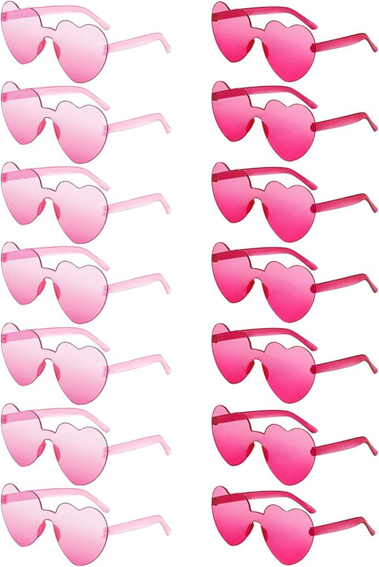 14/42 Pack Heart Sunglasses for Women, Fun Cute Rimless Transparent Candy Color Heart Glasses Party Favors