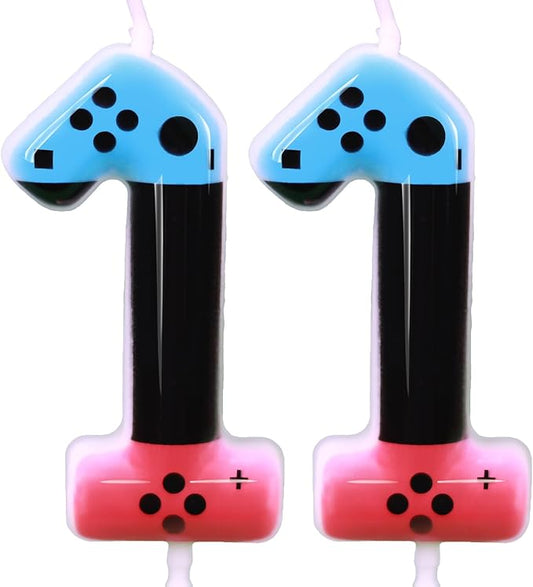 Gaming Candle,Level 11 Number Birthday Cake Candles,11 Birthday Decorations for Boys,11th Birthday Candle Gamepad Birthday Candles,Video Game Controller Themed Kids Birthday Party Supplies (Number 11)