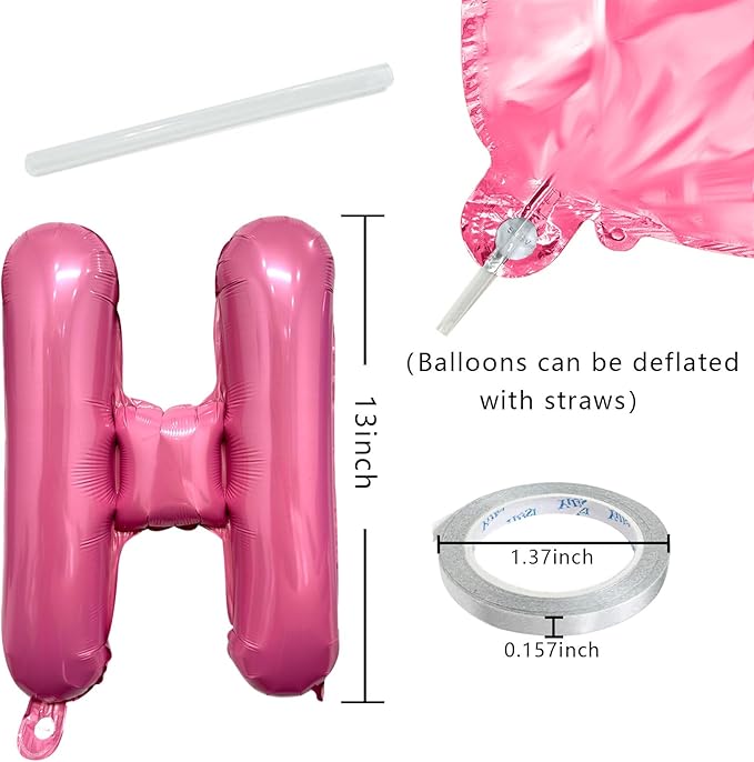 Pink Purple Happy Birthday Balloon Banner Set -16 Inch Foil Letters Balloons, Reusable Birthday Decorations and Party Supplies, Suitable for Men and Women's Birthday Decorations，Party Backdrop
