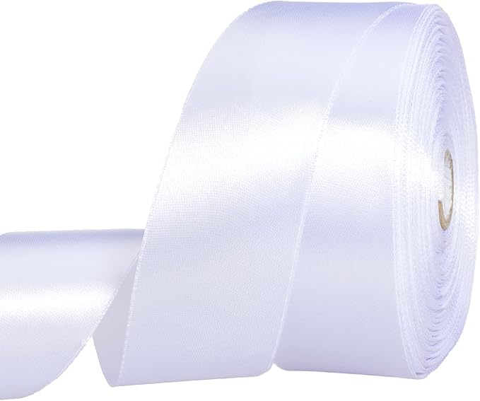 YASEO 1 1/2 Inch White Solid Satin Ribbon, 50 Yards Craft Fabric Ribbon for Gift Wrapping Floral Bouquets Wedding Party Decoration