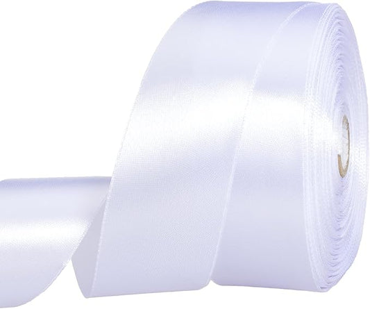 YASEO 1 1/2 Inch White Solid Satin Ribbon, 50 Yards Craft Fabric Ribbon for Gift Wrapping Floral Bouquets Wedding Party Decoration
