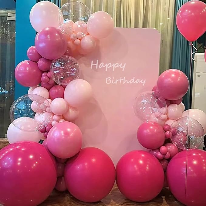 MEBAY Pink Balloon Garland Arch Kit, 155 Pcs Different Shades of Pink Balloons for Girls Women Princess Birthday Bridal Baby Shower Wedding Party Decorations