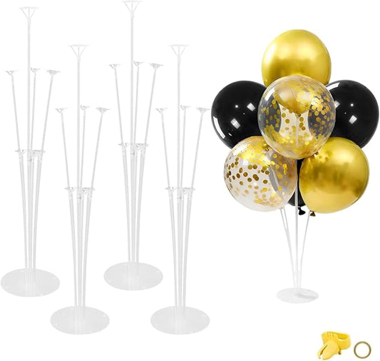 4 Sets Balloon Stand Kits, Balloon Sticks Holder with Base for Table Black Gold Party Decorations for Men's Women's Birthday Wedding Graduation Party Retirement Baby Shower Graduation Decorations 2026