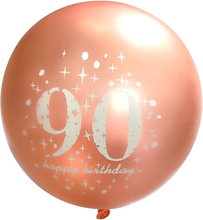SHUNTAI 90th Birthday Balloons Rose Gold 90th Birthday Decorations for Women Her Latex Confetti Balloon 90 Year Old Anniversary Theme Happy Birthday Party Supplies 15 Pack 12 Inch