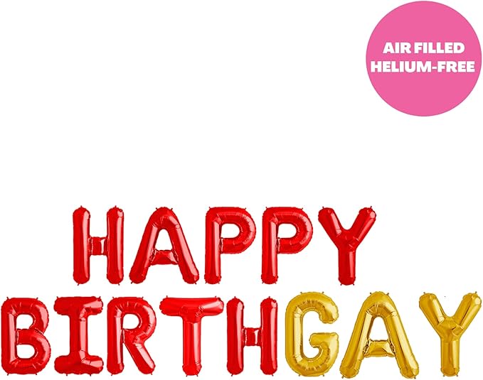Gay Birthday, Gay Birthday Decorations, Pride Birthday Party Decors, Happy BirthGay, Gay 21st 25th 30th Birthday, Rainbow Balloon Garland Arch Kit Latex Balloons for Gay Birthday Party
