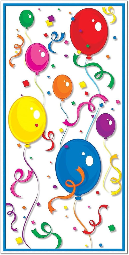 Beistle Balloons and Confetti Plastic Door Cover-1 pc, Multicolored