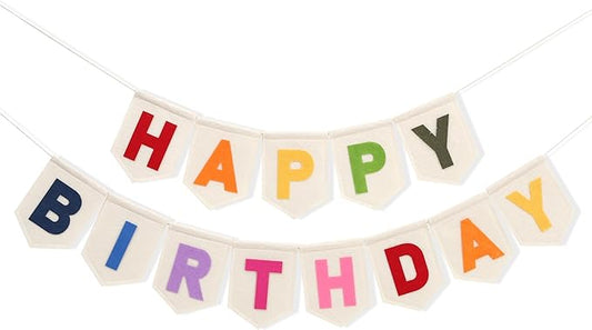 Colorful Happy Birthday Banner - Rainbow Birthday Party Decorations,Bohemian Felt Happy Banner,Colorful Felt Garland Photo Backdrop,Boho Rainbow Party Wall Hanging Decorations