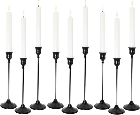 Candlestick Holders, Black Metal Taper Candle Holder, Vintage Candle Holders for Pillar Candles, Table Mantel Wedding Festive Decor Party Party Decor Christmas Decorations, Set of 9