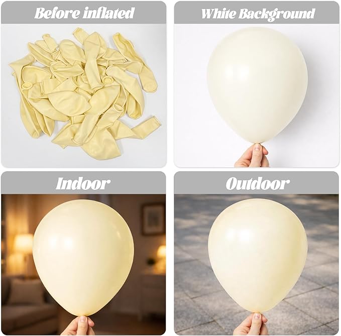 Voircoloria 105pcs Ivory Balloons 12inch Party Latex Balloons for Boys Girls Birthday Baby Shower Gender Reveal Wedding Sunflower Party Decorations