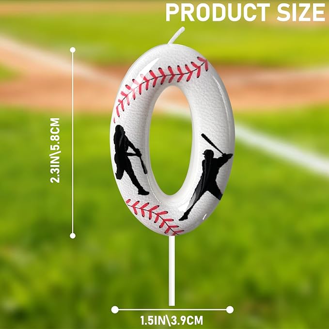 Baseball Birthday Number Candle, Number 0 Candles for Cake Topper, Ideal Birthday Parties Cake Decor, Wedding Anniversary and Other Celebrations (Candle 0)
