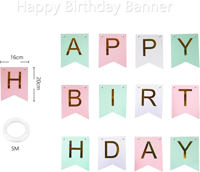 Happy Birthday Banner Party Banner Birthday Hanging Decoration for Women Men Girls Boys Adults Pets Party Backdrop Wall Decor Party Supplies