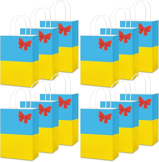 Humyoun 30 Pcs Snow Princess Gift Bags Birthday Party Favor Goodie Candy Treat Paper Bag with Handle Bulk Princess Birthday Party Supplies Decorations, 8.3 x 5.9 x 3.2 Inch