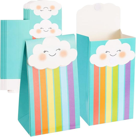 BLUE PANDA Party Favor Bags - 24 Pack, Turquoise, 6.5 x 4 x 3 In - Rainbow Goodie Bags for Rainbow Party Favors & Birthday Treats for Kids