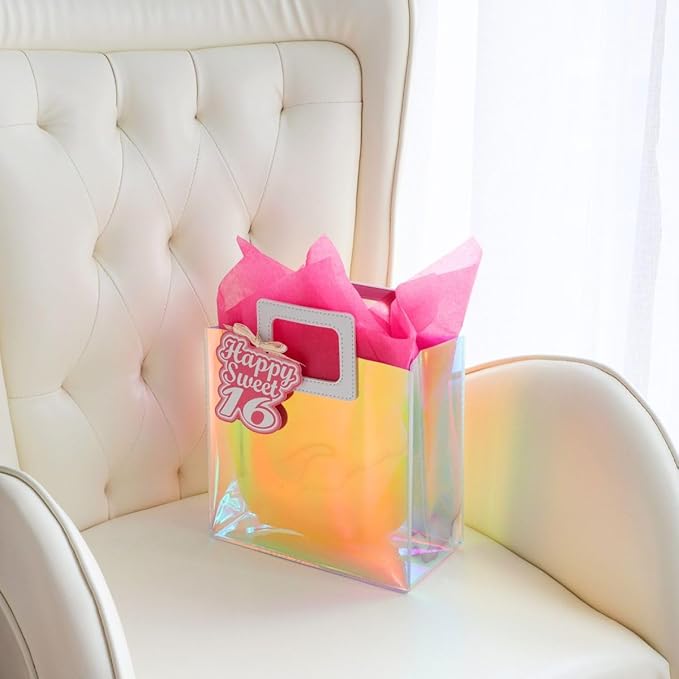 8.3'' Small Sweet 16 Birthday Gift Bag with Tissue Paper and Gift Tag for Girls 16th Birthday
