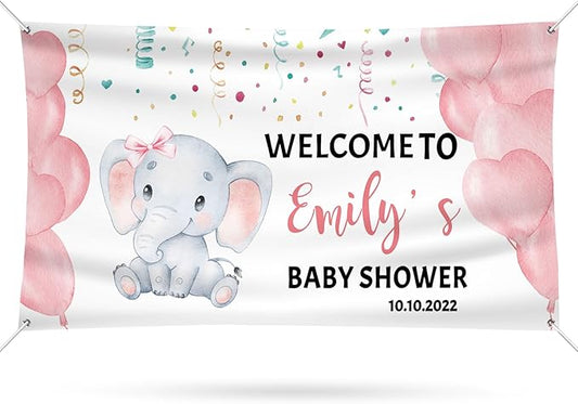 Baby Shower Banner Personalized Name Date Custom Baby Shower Banners and Signs Customize for Party Decoration 4'x2'