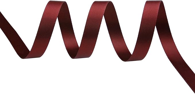 ITIsparkle 1/4" Inch Double Faced Satin Ribbon 50 Yards-Roll Set for Gift Wrapping Scrap Books Party Favor Hair Braids Baby Shower Decoration Floral Arrangement Craft Supplies, Burgundy 277# Ribbon