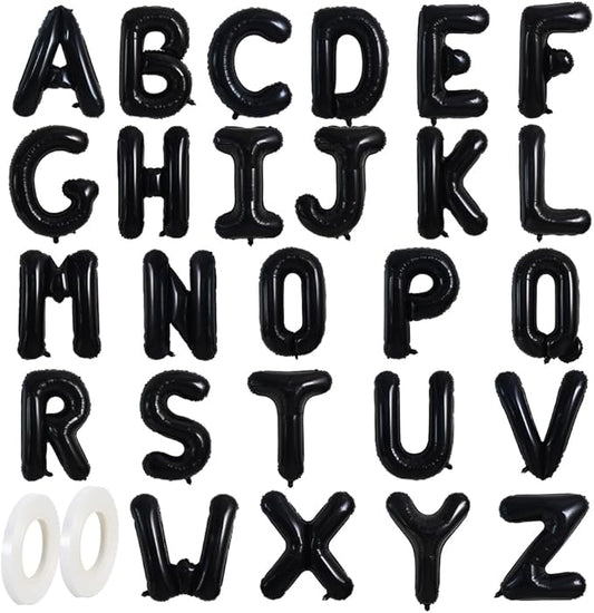 TONIFUL 16 Inch Black Letter A-Z Balloons,Custom Phrase Mylar Foil Alphabet Letter DIY Personalized Phrase Banner for Birthday Anniversary Celebration Graduation Party Supplies Decoration (26 Pcs)