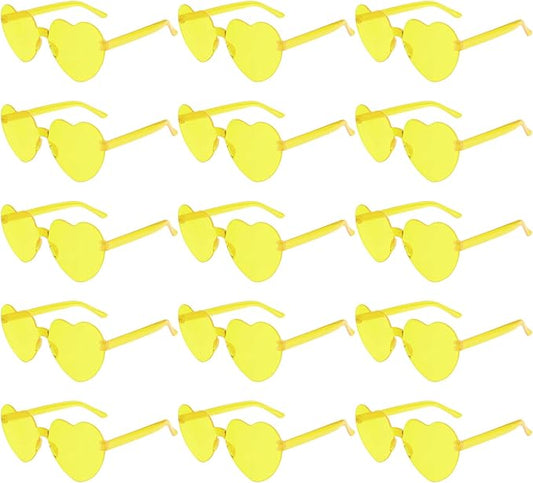 PLULON Heart Sunglasses for Women 5/12/25 Pcs, Heart Glasses Valentine Day Rimless Shaped Candy Color Fun Glasses Party Favor
