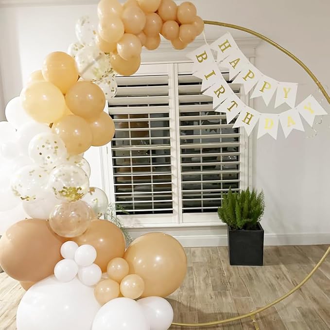 Happy Birthday Banner Birthday Party Supplies Garland Decorations Birthday Signs Nursery Hanging Decor (White)
