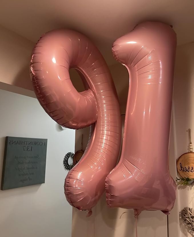 Pastel Pink 9 Balloons, 40 Inch Large Light Pink Foil Number Balloons 0-10, Self-Sealing 9th Birthday Balloon for Girls Women Anniversary Baby Shower Princess Party Decorations Supplies
