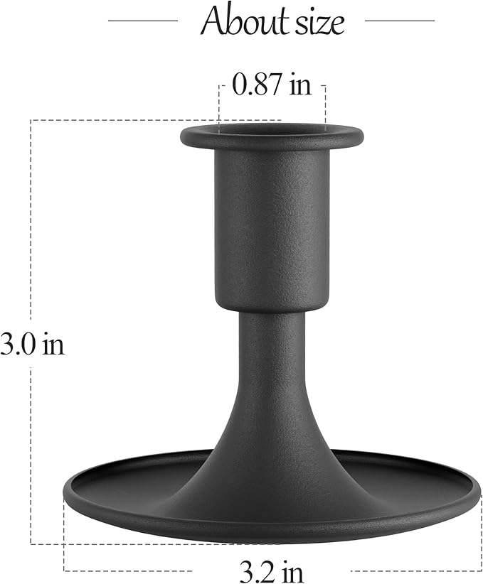 Black Taper Candle Holders Set of 2, Metal Candlestick Holders for Dining Table Centerpieces and Wedding Reception, Vintage Candle Holder for Festive Mantel Decor and Home