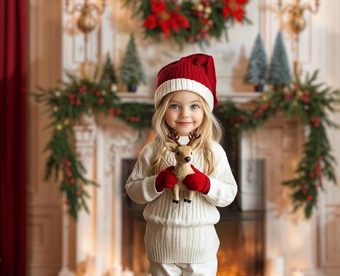 Kate 7x5ft/2.2x1.5m Christmas Backdrop Fireplace Xmas Tree Wreath Interior Decoration Photo Background Photography Studio Props