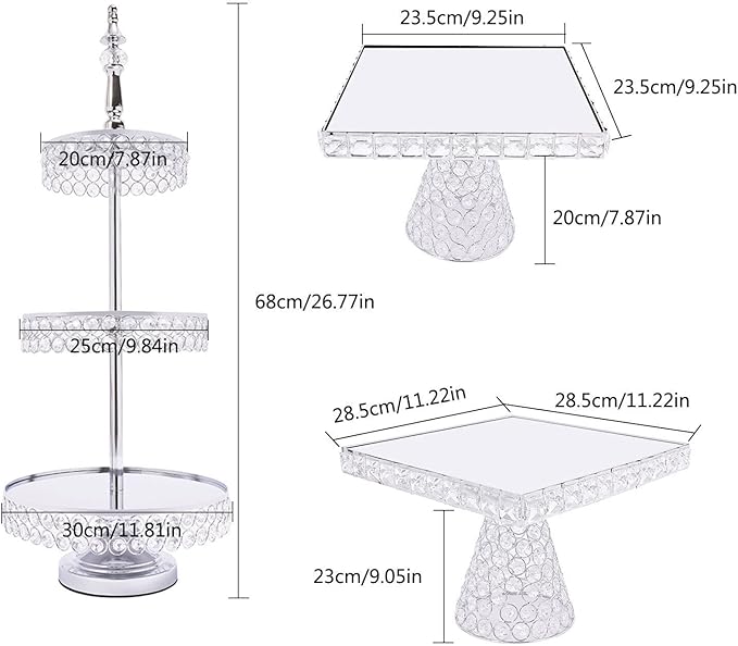 5 PCS Cake Stand Set,Crystal Dessert Table Display Set Tiered Cupcake Holder Candy Fruit Plate Decoration for Wedding Birthday Party Celebration